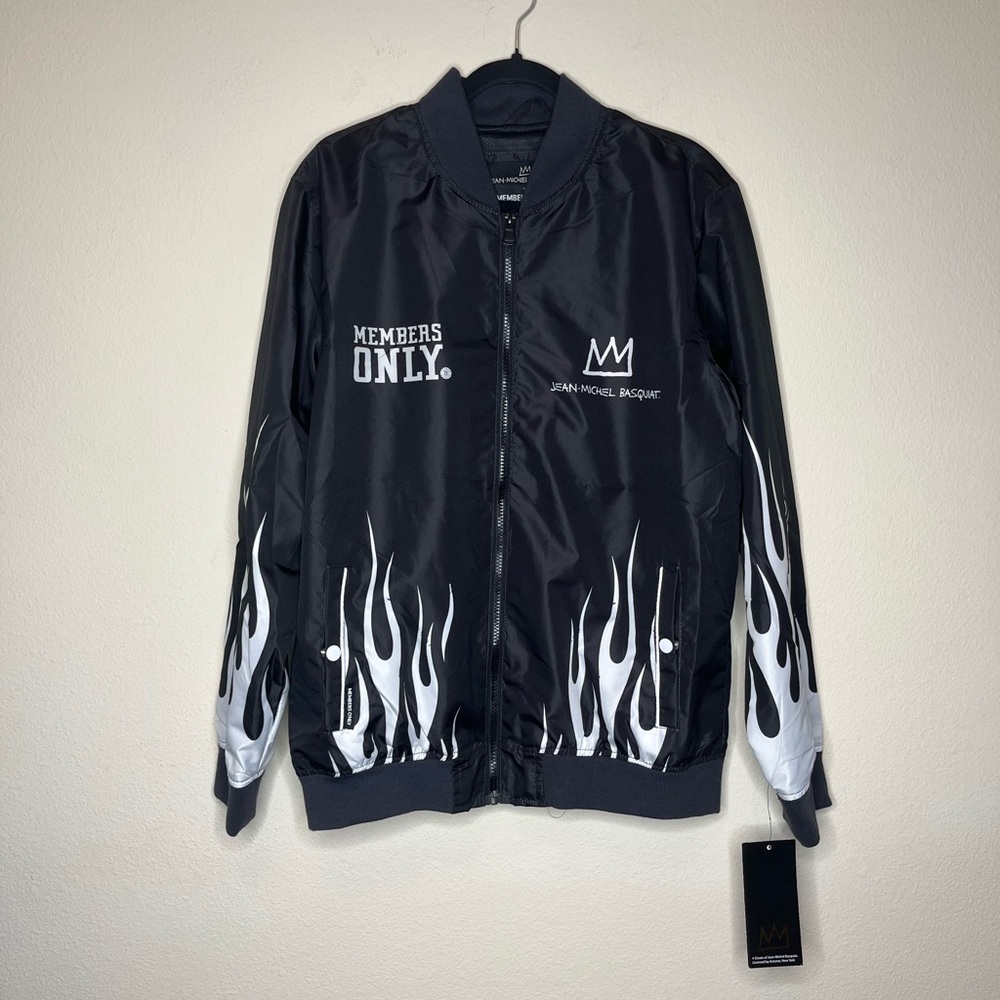 Members Only + Basquiat MonaLisa bomber Black and White Jacket Medium NWT